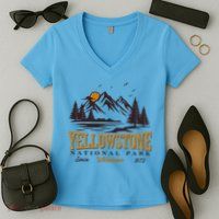 Vintage Yellowstone National Park Wilderness Since 1872 Women's V-Neck T-Shirt