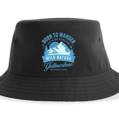 Vintage Yellowstone National Park Born To Wander Sustainable Bucket Hat