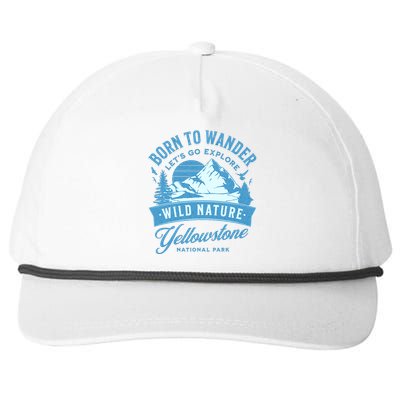 Vintage Yellowstone National Park Born To Wander Snapback Five-Panel Rope Hat