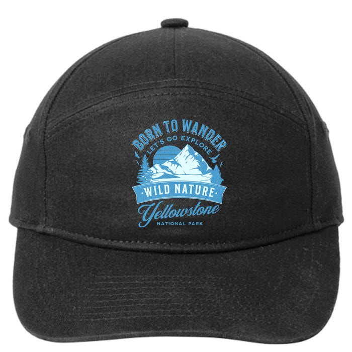 Vintage Yellowstone National Park Born To Wander 7-Panel Snapback Hat