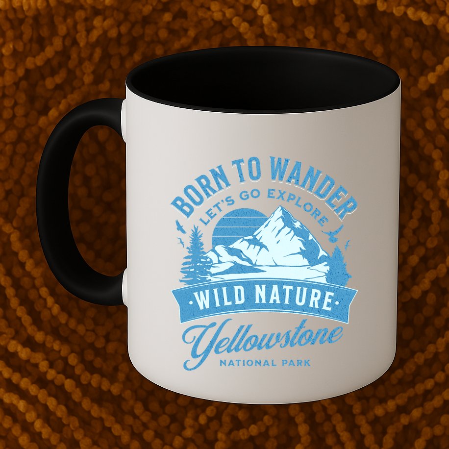 Vintage Yellowstone National Park Born To Wander Mug