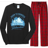 Vintage Yellowstone National Park Born To Wander Long Sleeve Pajama Set