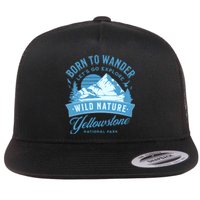 Vintage Yellowstone National Park Born To Wander Flat Bill Trucker Hat