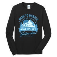 Vintage Yellowstone National Park Born To Wander Tall Long Sleeve T-Shirt