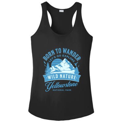 Vintage Yellowstone National Park Born To Wander Ladies PosiCharge Competitor Racerback Tank