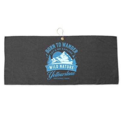 Vintage Yellowstone National Park Born To Wander Large Microfiber Waffle Golf Towel