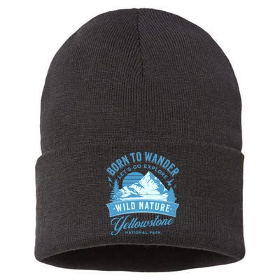 Vintage Yellowstone National Park Born To Wander Sustainable Knit Beanie