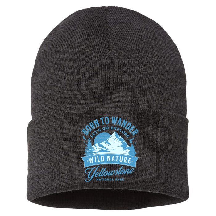 Vintage Yellowstone National Park Born To Wander Sustainable Knit Beanie