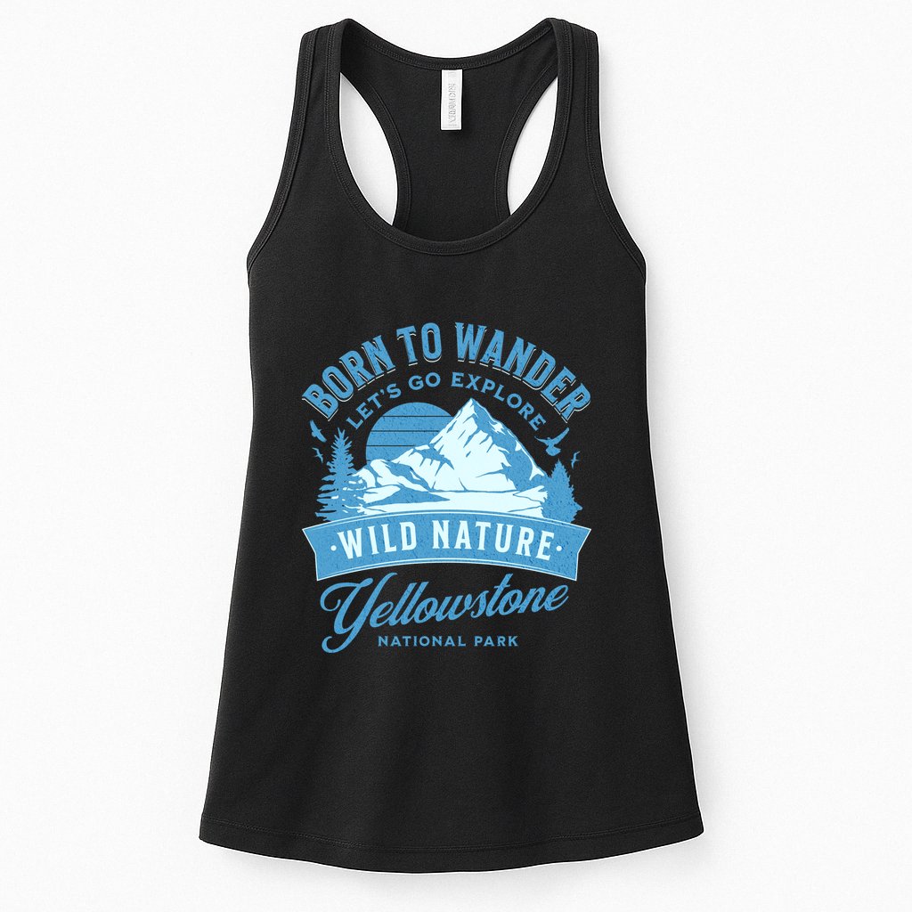 Vintage Yellowstone National Park Born To Wander Womens Tank Top
