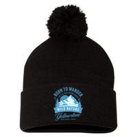 Vintage Yellowstone National Park Born To Wander Pom Pom 12in Knit Beanie