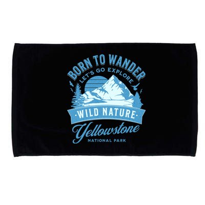 Vintage Yellowstone National Park Born To Wander Microfiber Hand Towel