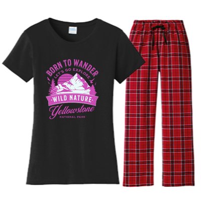 Vintage Yellowstone National Park Born To Wander Women's Flannel Pajama Set