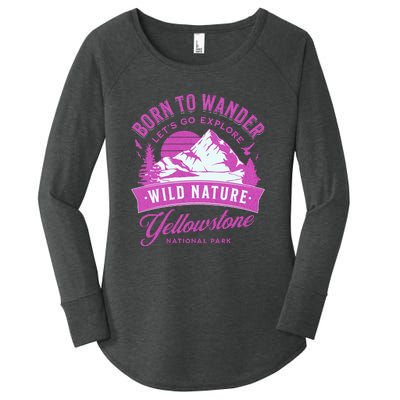 Vintage Yellowstone National Park Born To Wander Women's Perfect Tri Tunic Long Sleeve Shirt