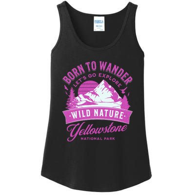 Vintage Yellowstone National Park Born To Wander Ladies Essential Tank