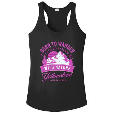 Vintage Yellowstone National Park Born To Wander Ladies PosiCharge Competitor Racerback Tank