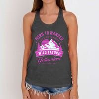 Vintage Yellowstone National Park Born To Wander Women's Knotted Racerback Tank