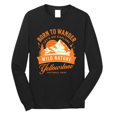 Vintage Yellowstone National Park Born To Wander Long Sleeve Shirt