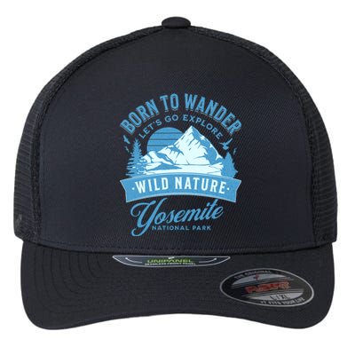 Vintage Yosemite National Park Born To Wander Flexfit Unipanel Trucker Cap