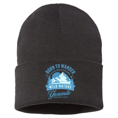 Vintage Yosemite National Park Born To Wander Sustainable Knit Beanie