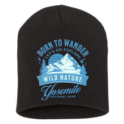 Vintage Yosemite National Park Born To Wander Short Acrylic Beanie