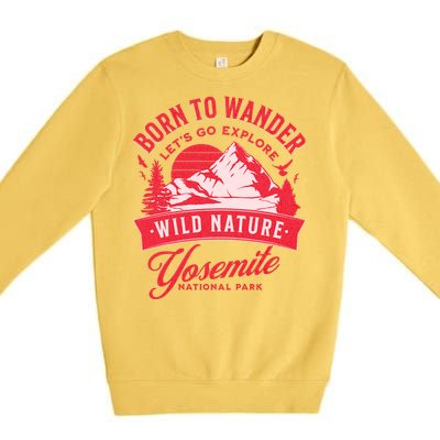 Vintage Yosemite National Park Born To Wander Premium Crewneck Sweatshirt