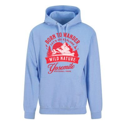 Vintage Yosemite National Park Born To Wander Unisex Surf Hoodie