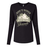 Vintage Yosemite National Park Born To Wander Womens Cotton Relaxed Long Sleeve T-Shirt