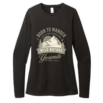 Vintage Yosemite National Park Born To Wander Womens CVC Long Sleeve Shirt