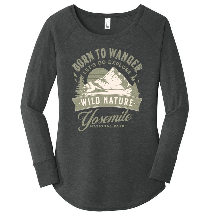 Vintage Yosemite National Park Born To Wander Women's Perfect Tri Tunic Long Sleeve Shirt