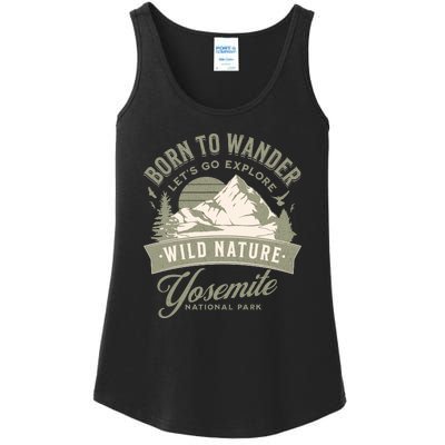 Vintage Yosemite National Park Born To Wander Ladies Essential Tank