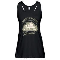 Vintage Yosemite National Park Born To Wander Ladies Essential Flowy Tank