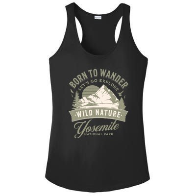 Vintage Yosemite National Park Born To Wander Ladies PosiCharge Competitor Racerback Tank