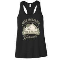 Vintage Yosemite National Park Born To Wander Women's Racerback Tank