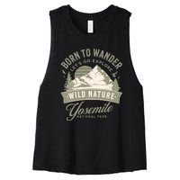 Vintage Yosemite National Park Born To Wander Women's Racerback Cropped Tank