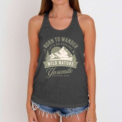 Vintage Yosemite National Park Born To Wander Women's Knotted Racerback Tank