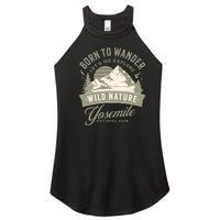 Vintage Yosemite National Park Born To Wander Women's Perfect Tri Rocker Tank