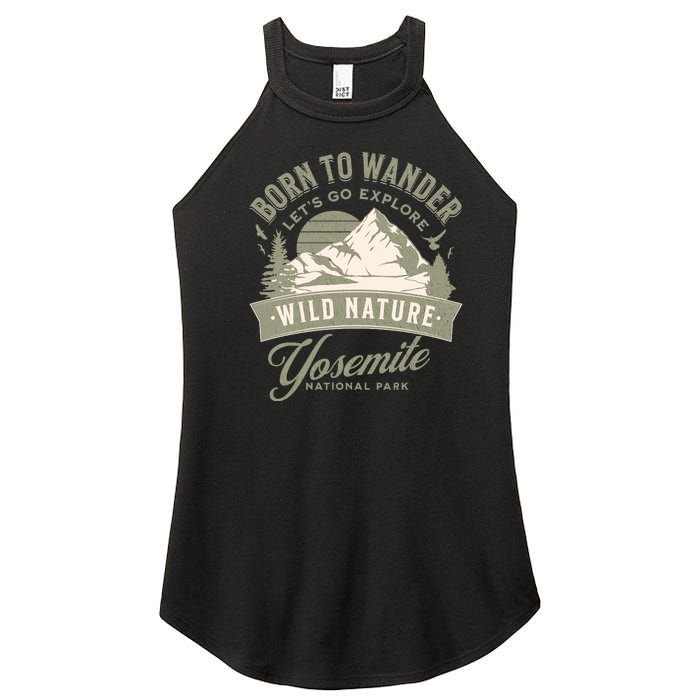 Vintage Yosemite National Park Born To Wander Women's Perfect Tri Rocker Tank