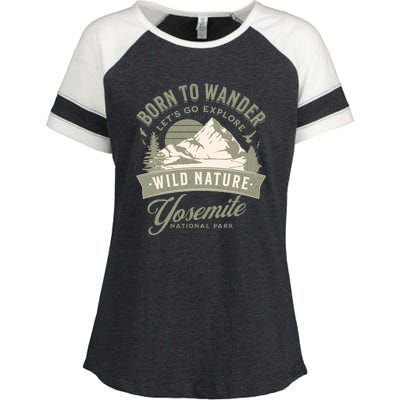 Vintage Yosemite National Park Born To Wander Enza Ladies Jersey Colorblock Tee