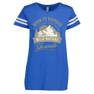 Vintage Yosemite National Park Born To Wander Enza Ladies Jersey Football T-Shirt