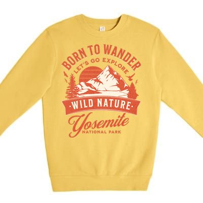 Vintage Yosemite National Park Born To Wander Premium Crewneck Sweatshirt