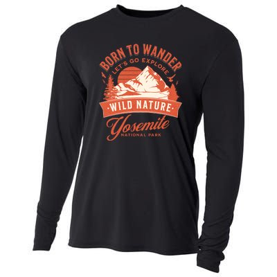 Vintage Yosemite National Park Born To Wander Cooling Performance Long Sleeve Crew