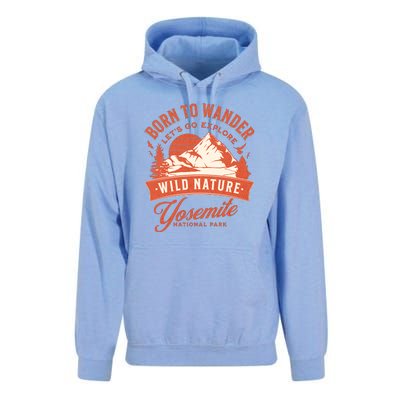 Vintage Yosemite National Park Born To Wander Unisex Surf Hoodie