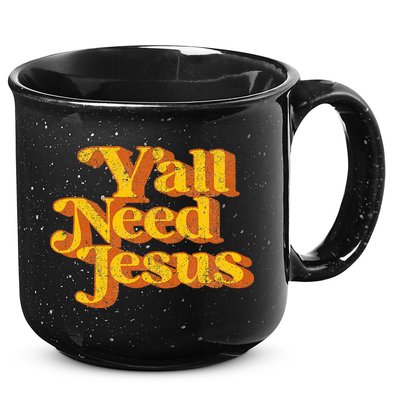 Vintage YAll Need Jesus Funny Christian Country Retro 70S 15oz Campfire Ceramic Mug