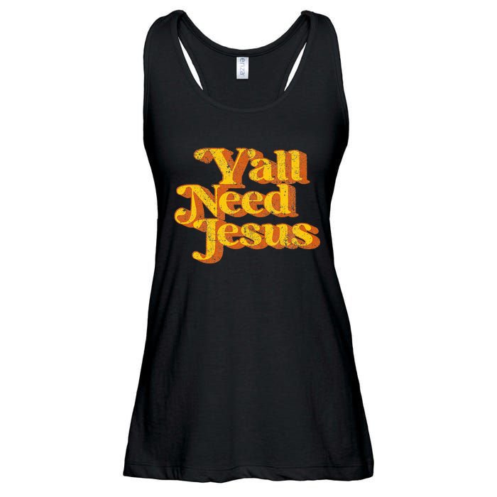 Vintage YAll Need Jesus Funny Christian Country Retro 70S Ladies Essential Flowy Tank