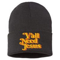 Vintage YAll Need Jesus Funny Christian Country Retro 70S Sustainable Knit Beanie