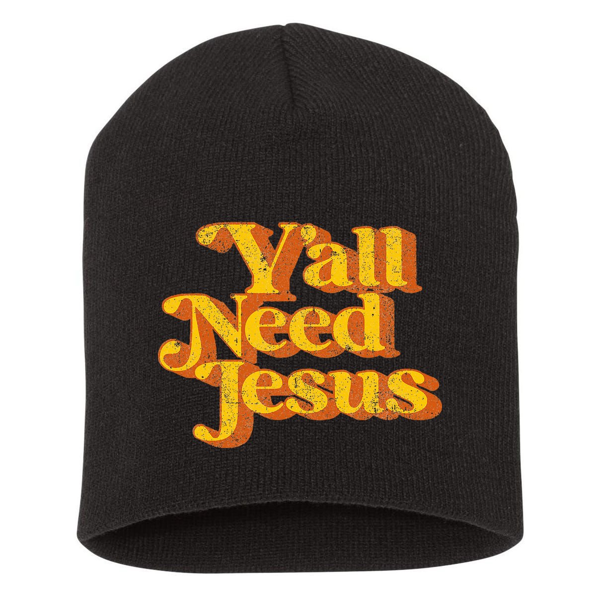 Vintage YAll Need Jesus Funny Christian Country Retro 70S Short Acrylic Beanie