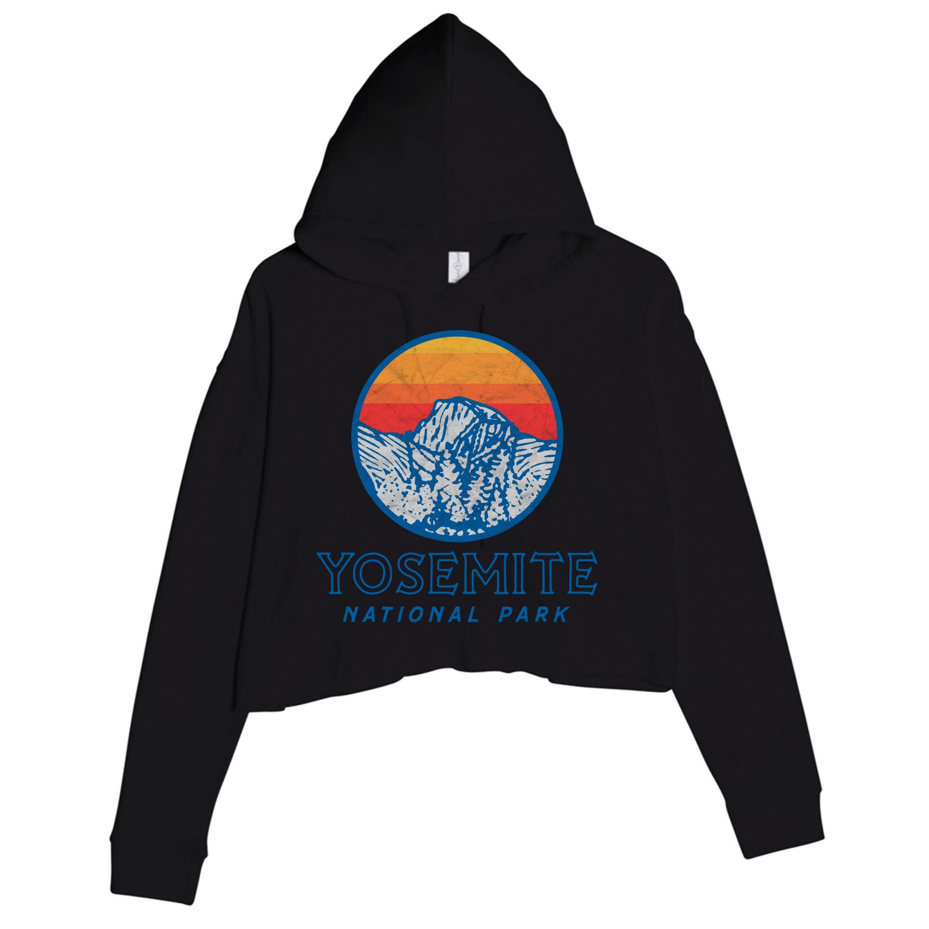 Vintage Yosemite National Park Eighties Graphic Badge Cool Gift Crop Fleece Hoodie