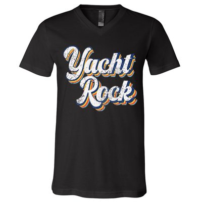 Vintage Yacht Rock Party Boat Drinking V-Neck T-Shirt