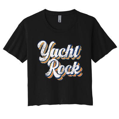 Vintage Yacht Rock Party Boat Drinking Women's Crop Top Tee