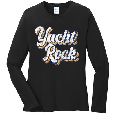 Vintage Yacht Rock Party Boat Drinking Ladies Long Sleeve Shirt